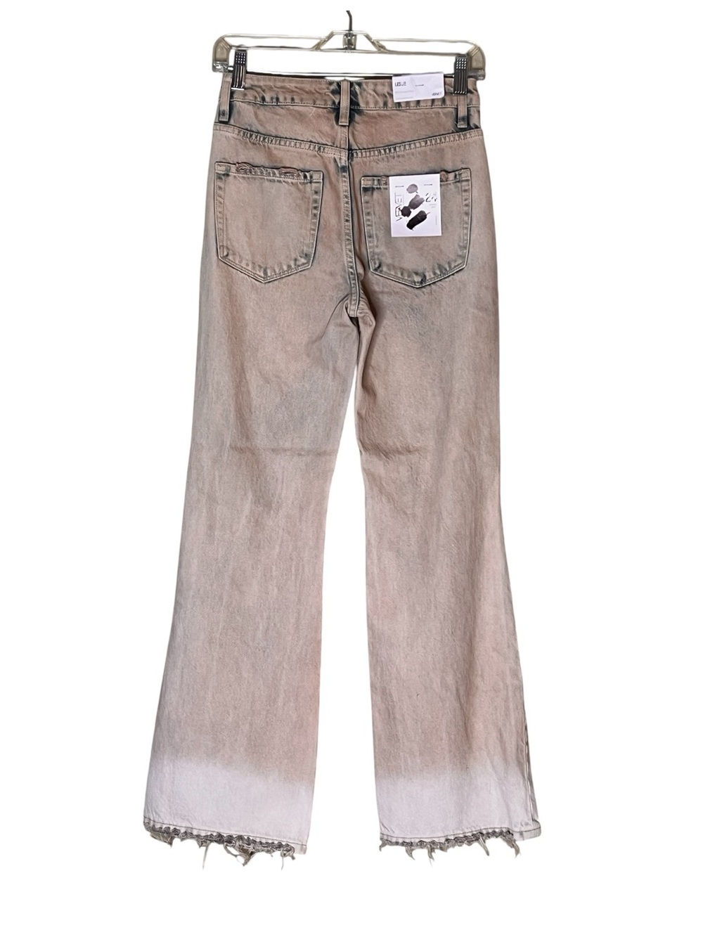 Vervet Leslie Jeans Womens Sz 24 Tan 90s Vintage Flare Distressed Frayed Hem